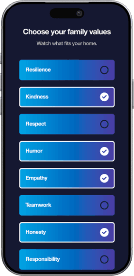 Choose your family values screen