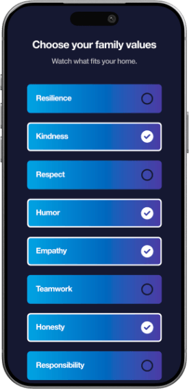 Choose your family values screen